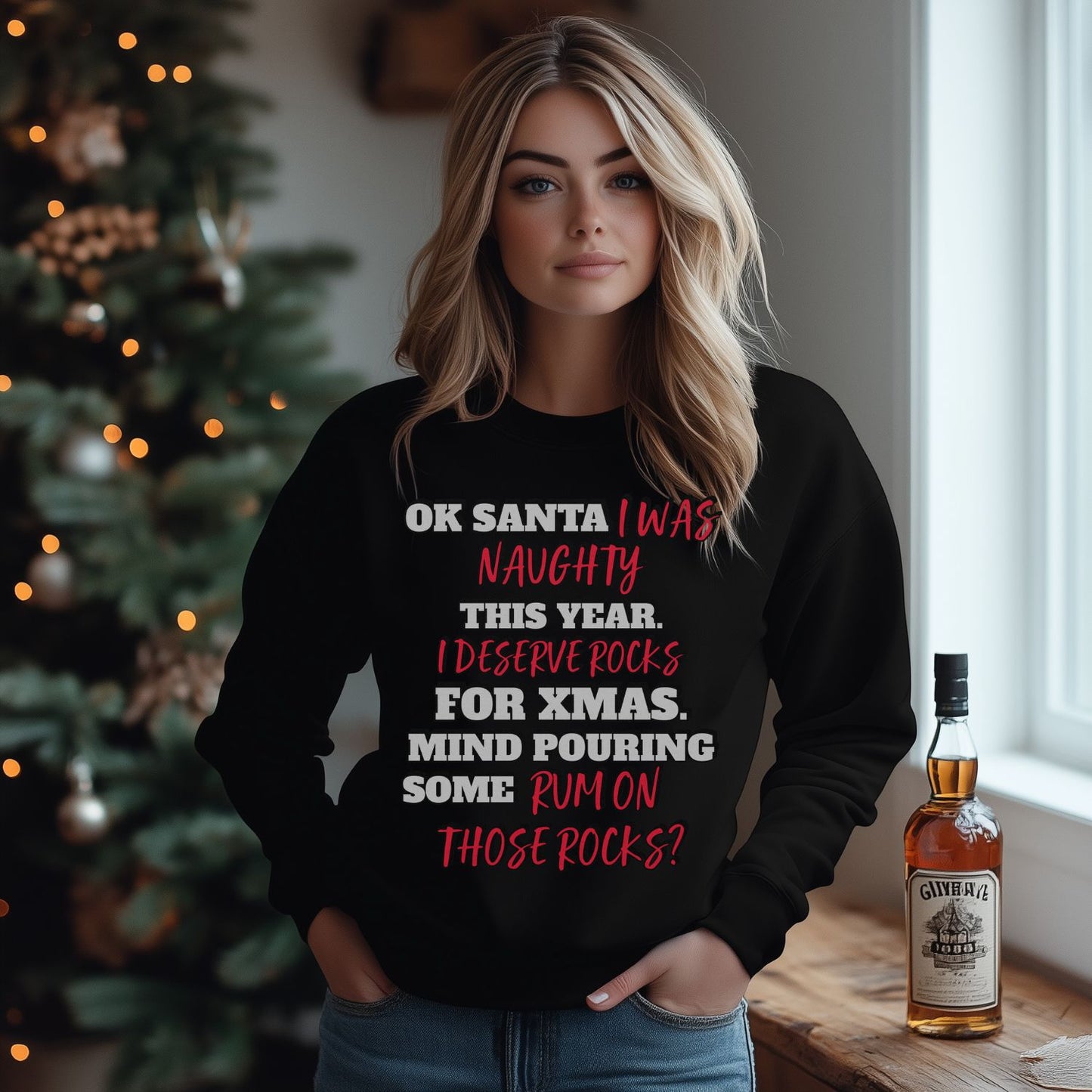 Rum On Rocks For Christmas Sweatshirt Crewneck