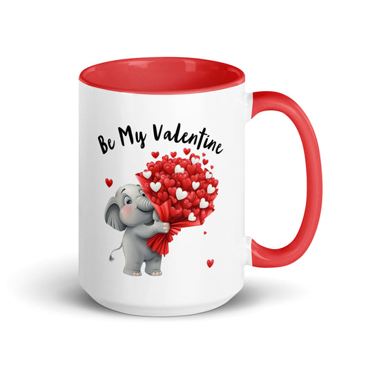 Looking for a gift for that special someone this Valentine's Day or....any day? This ceramic mug features an adorable elephant holding a bouquet of red heart-shaped flowers with the words "Be My Valentine" hovering above.