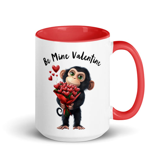 Looking for something for that special someone this Valentine's Day? This red and white mug is a fun gift that represents how much love you pour into your relationship each day. Featuring an adorable monkey holding a bouquet of red heart-shaped flowers, with the words "Be My Valentine" hovering above, this ceramic mug is perfect for coffee, tea, or any sip of your choice.