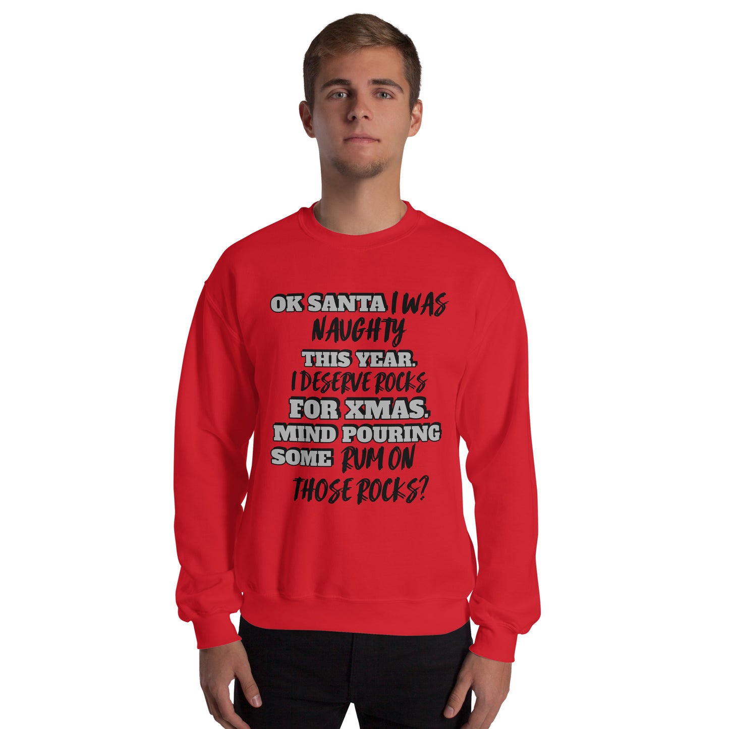 Rum On Rocks For Christmas Red Sweatshirt Crewneck