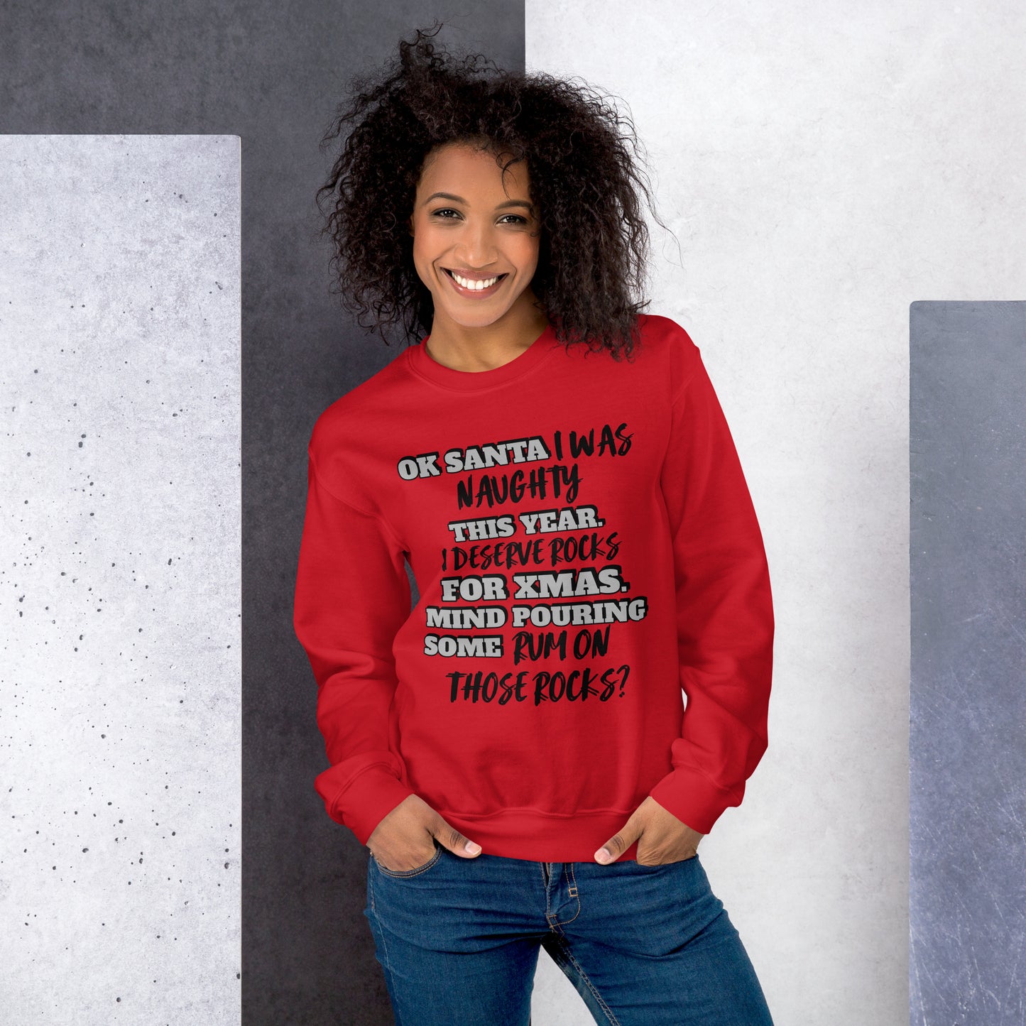 Rum On Rocks For Christmas Red Sweatshirt Crewneck
